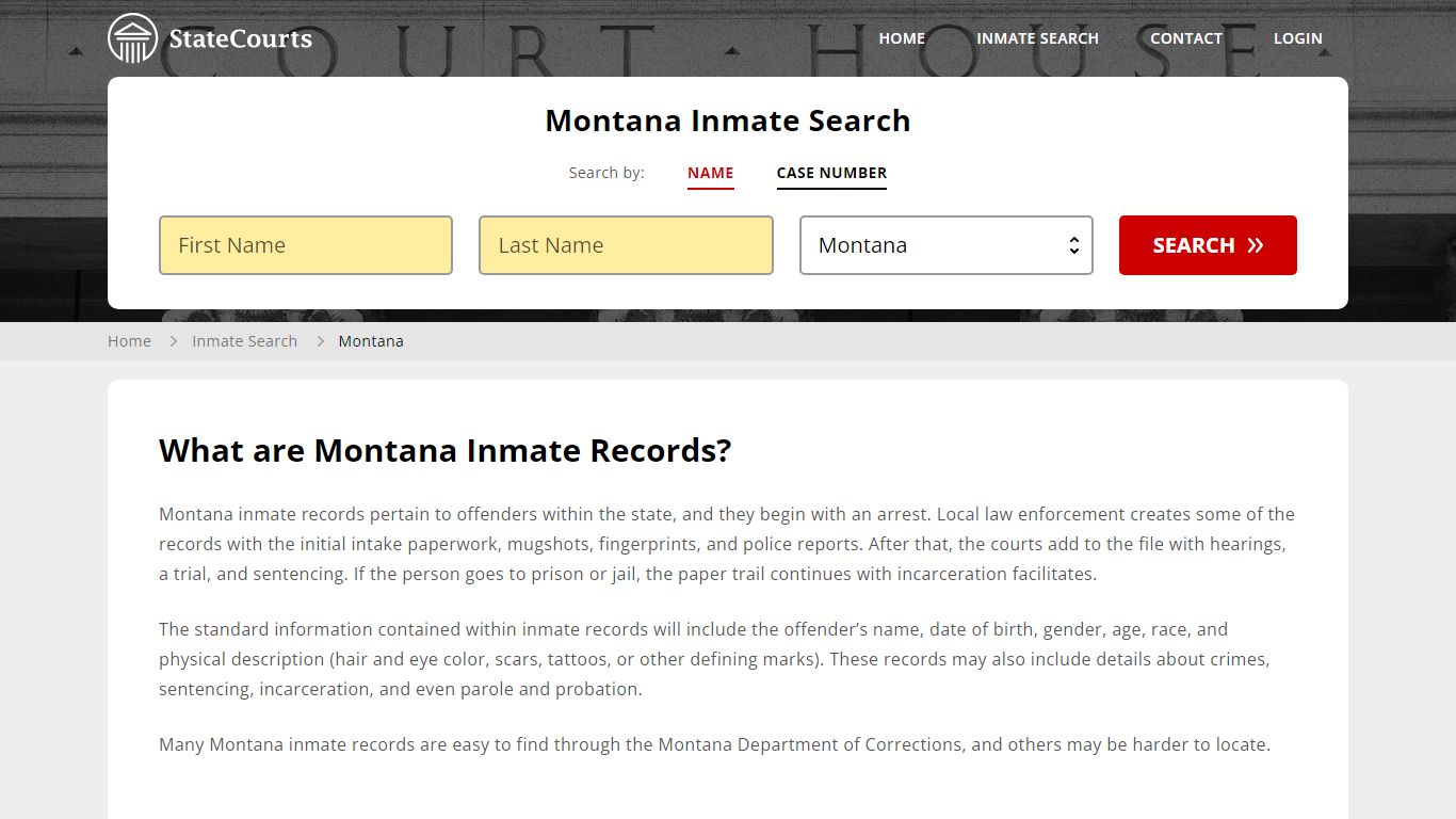 Montana Inmate Search, Prison and Jail Information - StateCourts